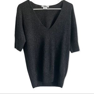 Lacoste Wool Blend short sleeve V-Neck Sparkle sweater, Small